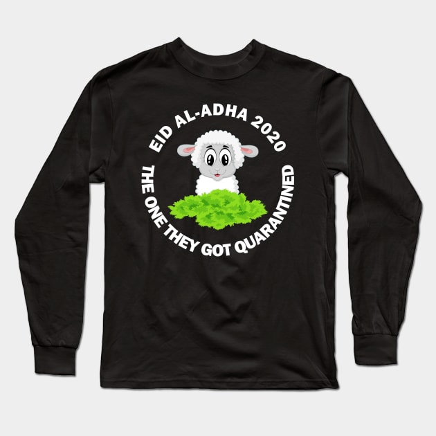 Happy Eid Mubarak 2020 Al-Adha Quarantine Lockdown Social Distancing Funny Gift Long Sleeve T-Shirt by Amazing Arts